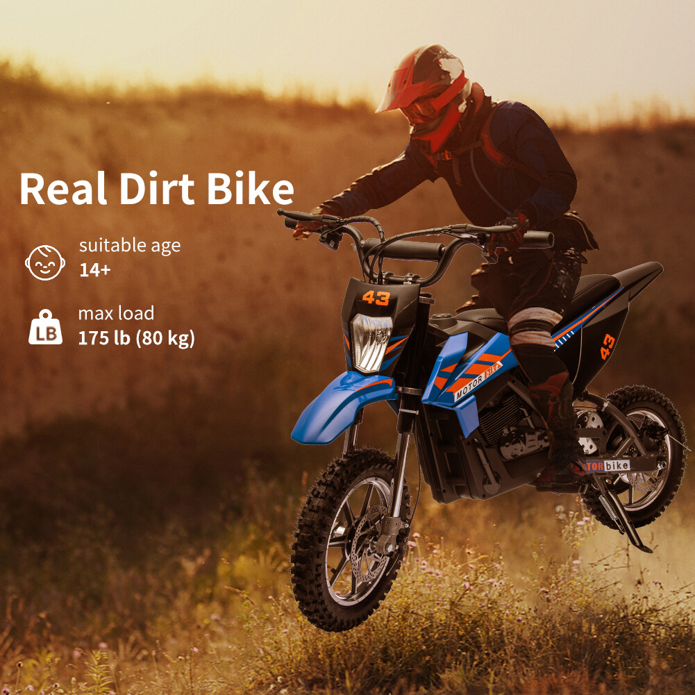 36V Kids Ride on Dirt Bike15.5MPH Fast Speed Electric Battery-Powered LED Light