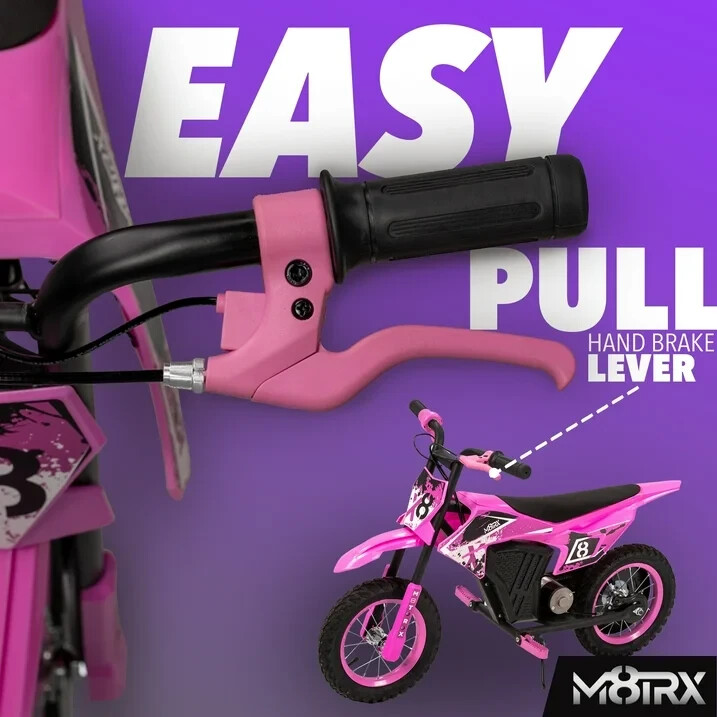 Kid’s 12V Electric-Powered Mini Dirt Bike, Ride-On Toy, Ages 5+, Pink