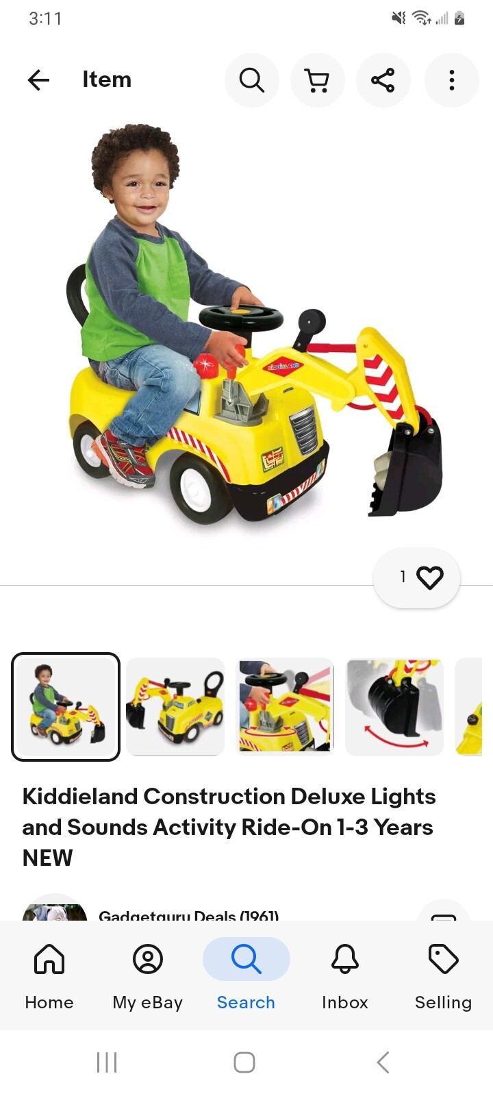 Kiddieland Construction Deluxe Lights and Sounds Activity Ride-On 1-3 Years NEW
