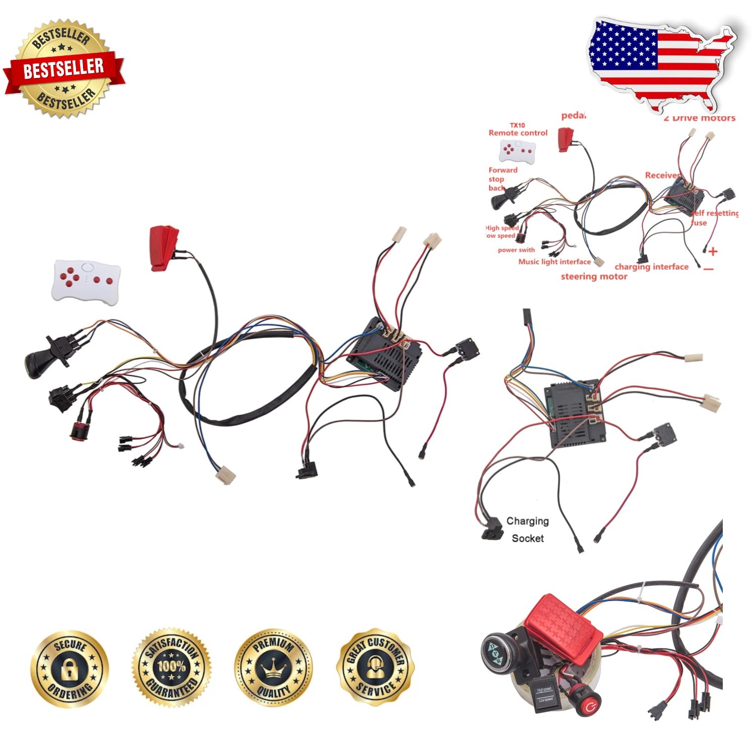 12V Kids Ride On Car Upgrade Kit: Bluetooth Remote, Slow Start