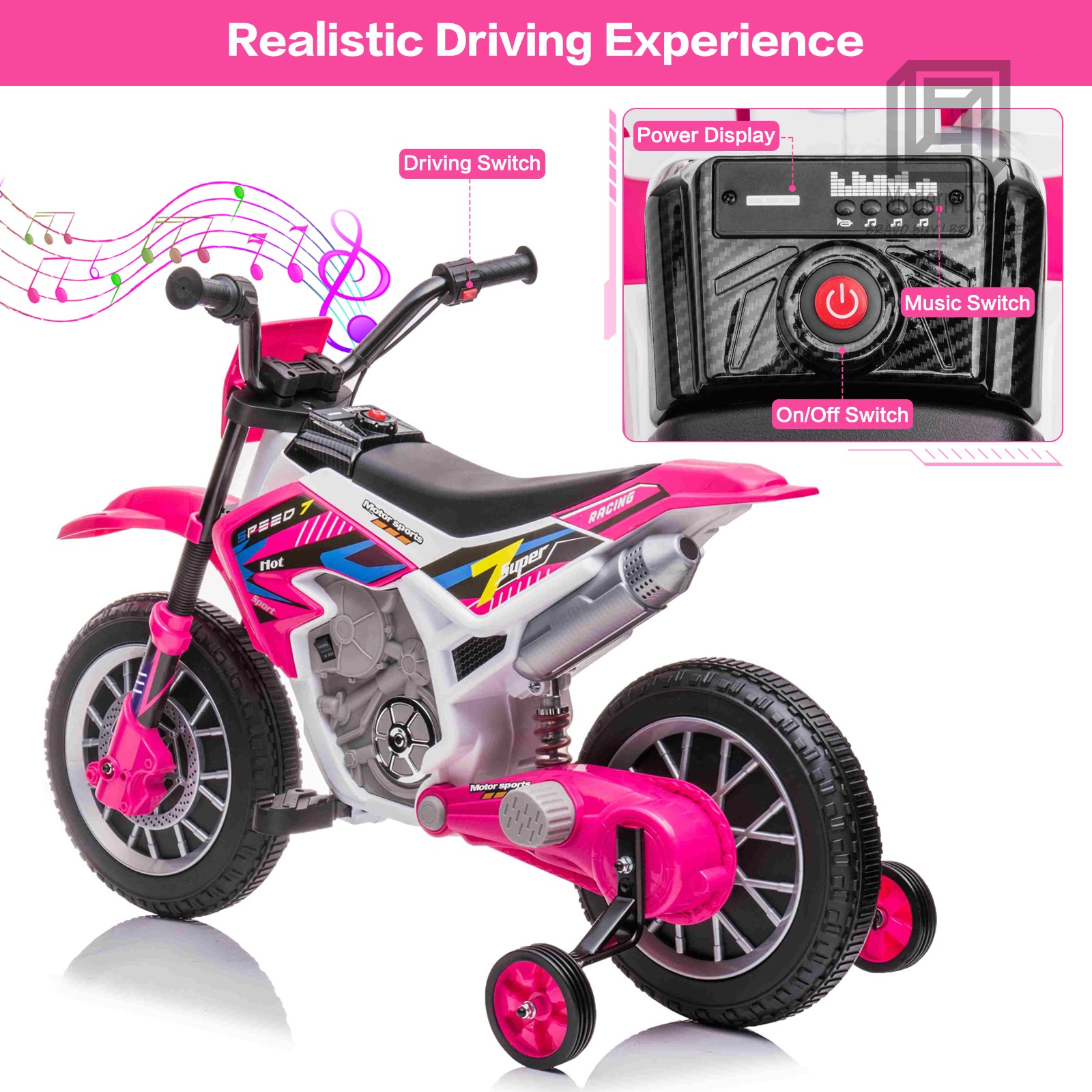 12V Kids Electric Ride on Motorcycle Off-Road Dirt Bike with Spring Suspension