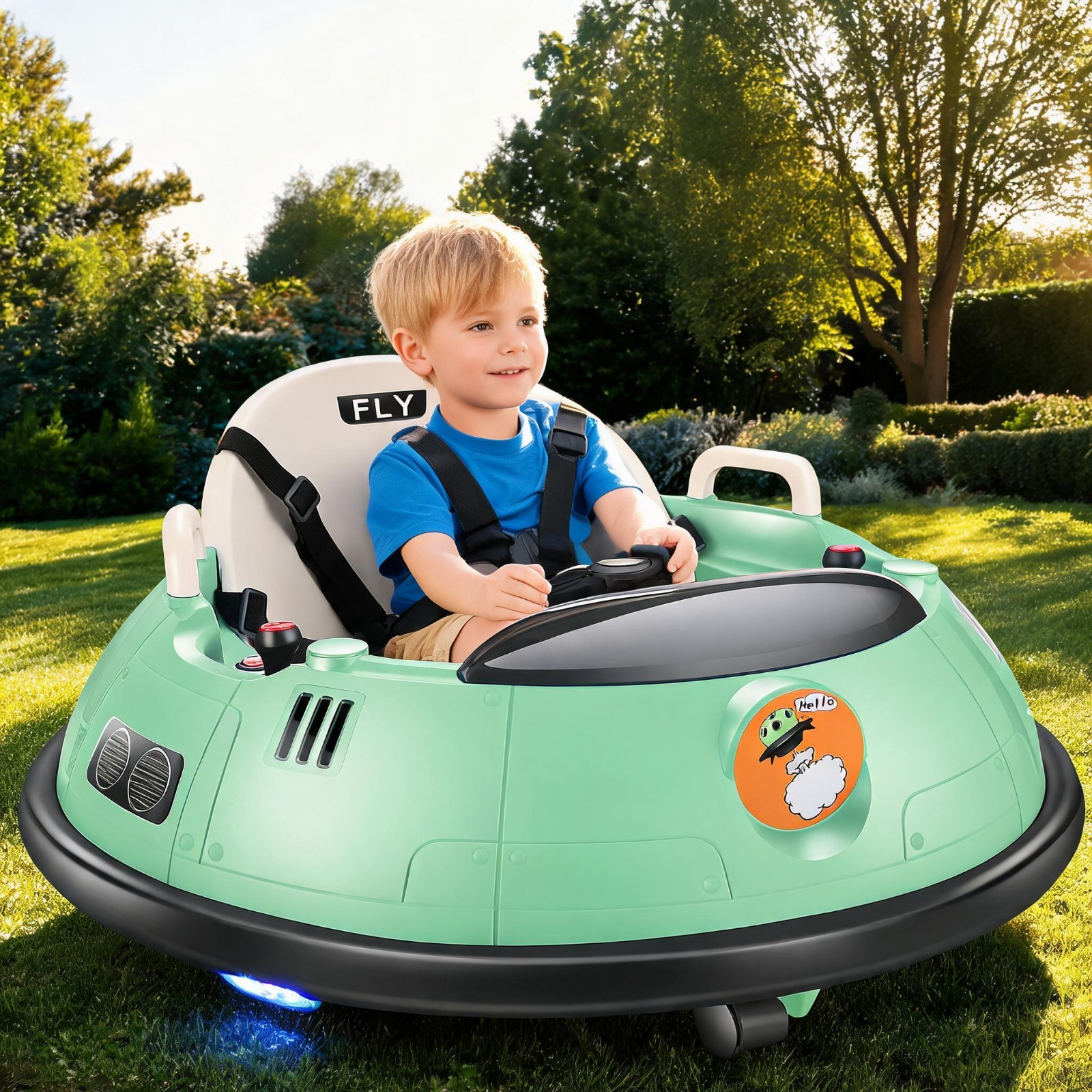 Electric Ride On Bumper Car for Kids 12V 3-Speed Boy Toy Car with Remote Control