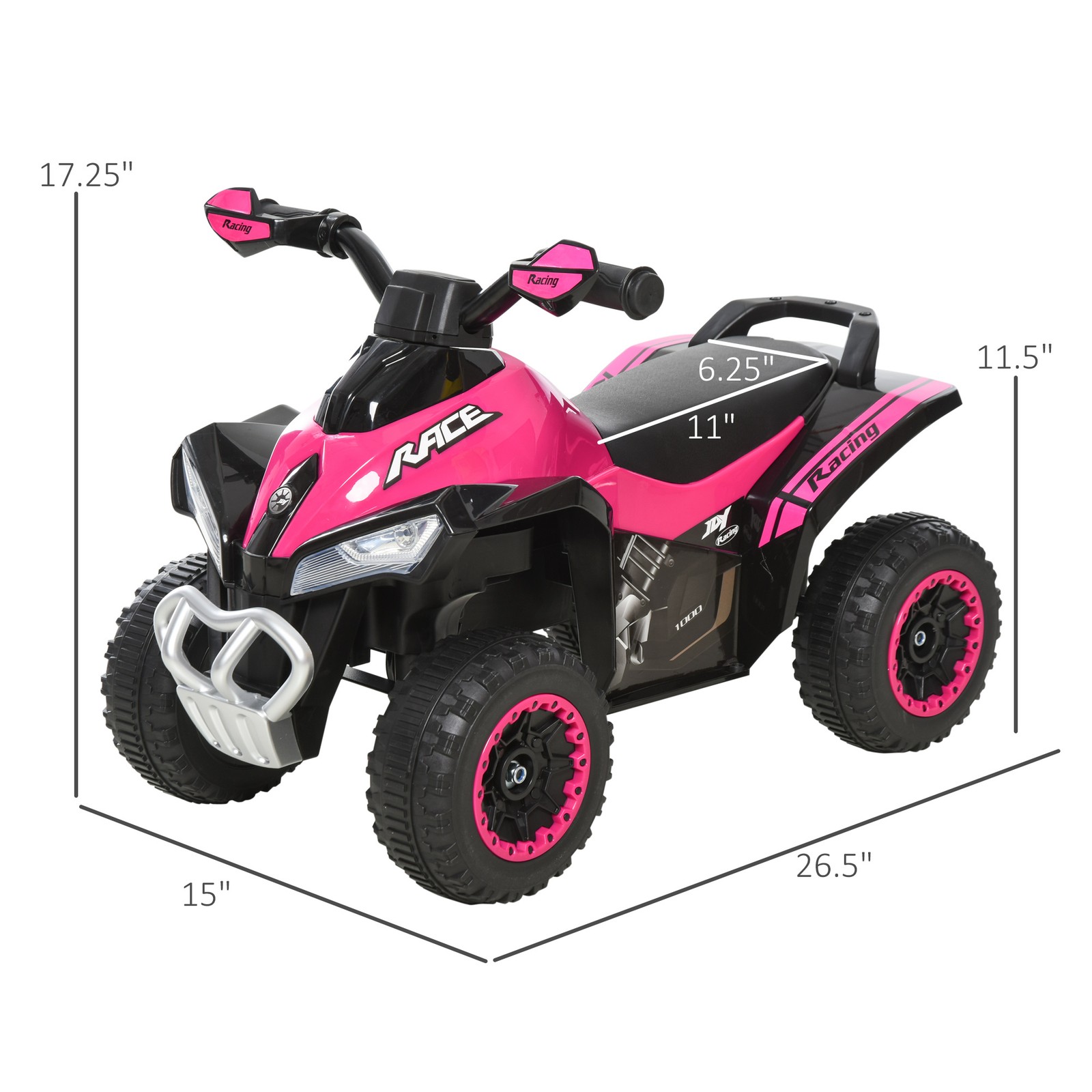 Kids Toy 4 Wheel Quad Foot-to-Floor Sliding Walking Car NO POWER 18-36M, Pink