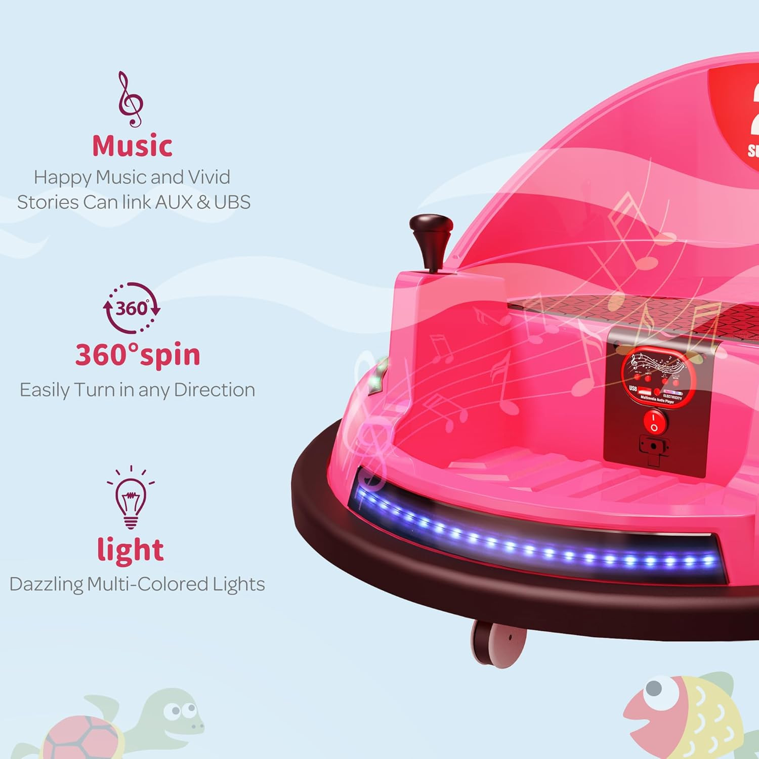Bumper Car for Toddlers 2-8, 12V Toddler Bumper Car with Remote Control, Safety
