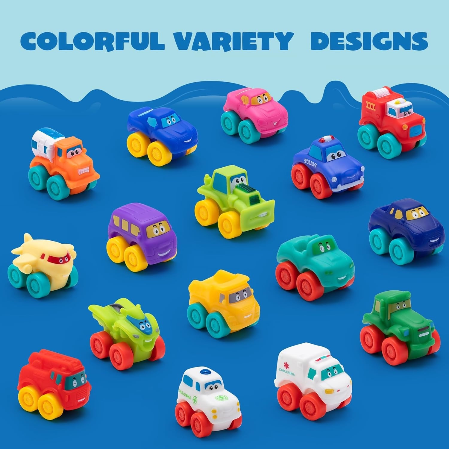 Soft Rubber Cartoon Toy Car Set – Bath Toy for Toddlers, Christmas Gift