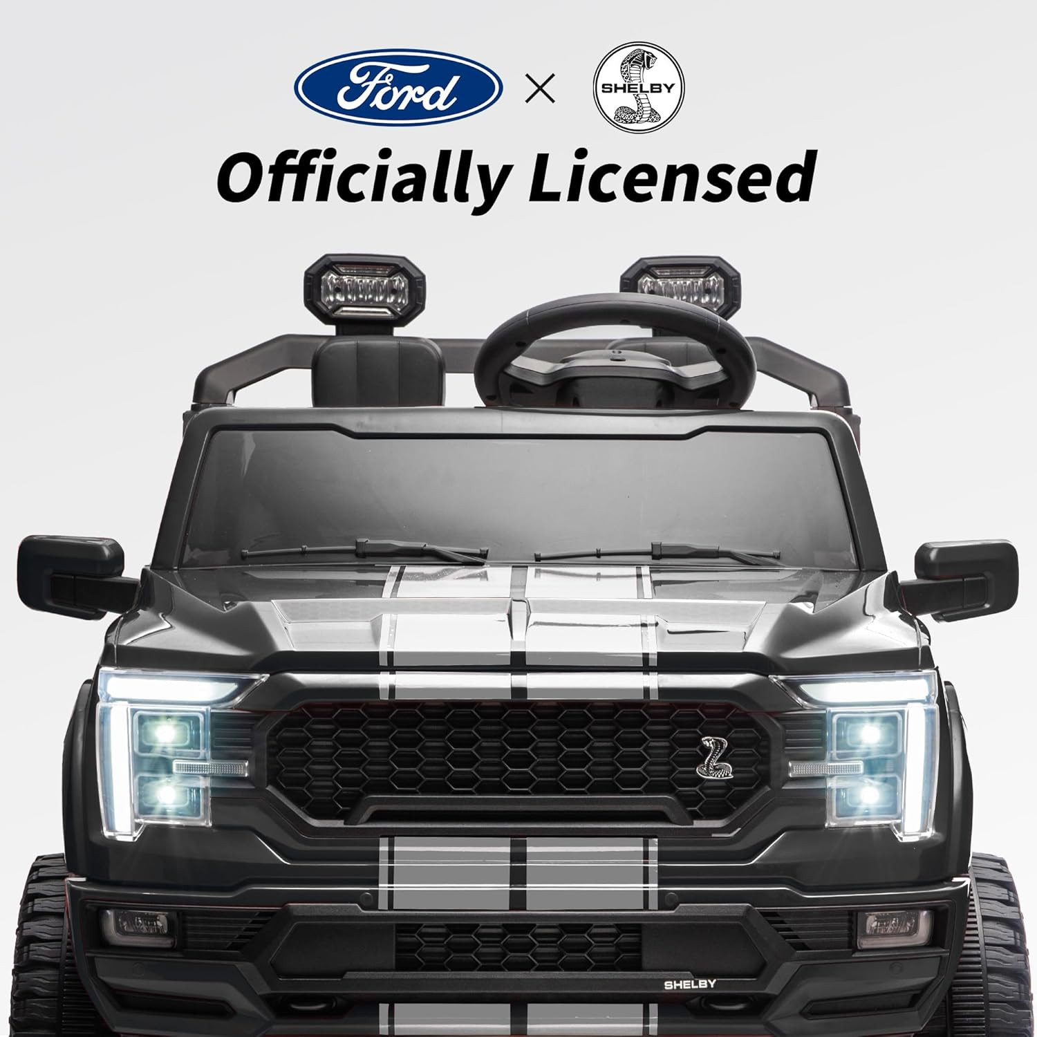 Hikiddo Licensed Ford Shelby F-150 2 Seater Ride on Car for Kids, 24V Electric C