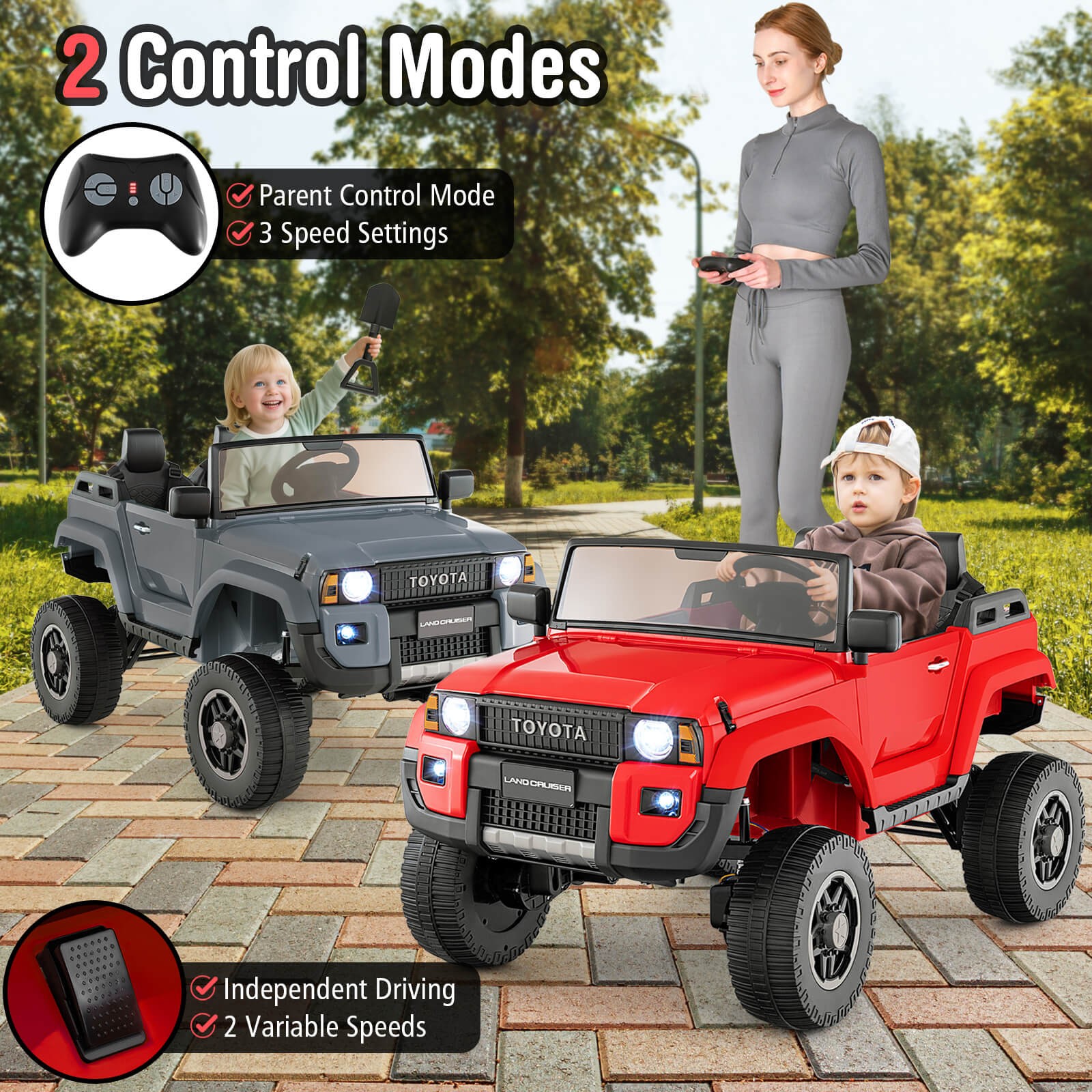 24V 2 Seater Ride on Car for Kids Licensed Toyota LC250 Ride on Truck w/Remote