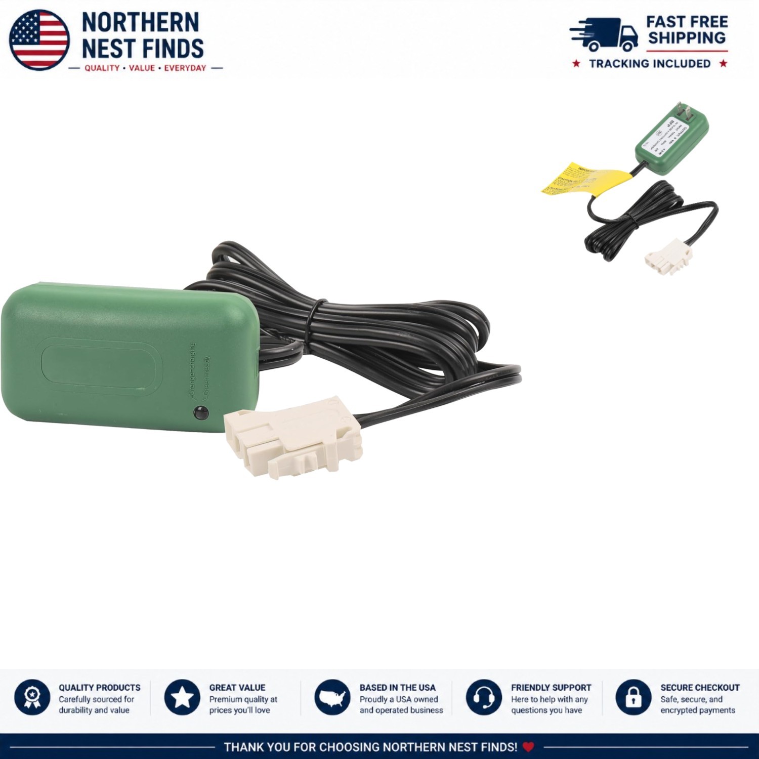 Durable 6V Battery Charger for Case IH Lil Tractor & Santa Fe Train Ride-On Cars