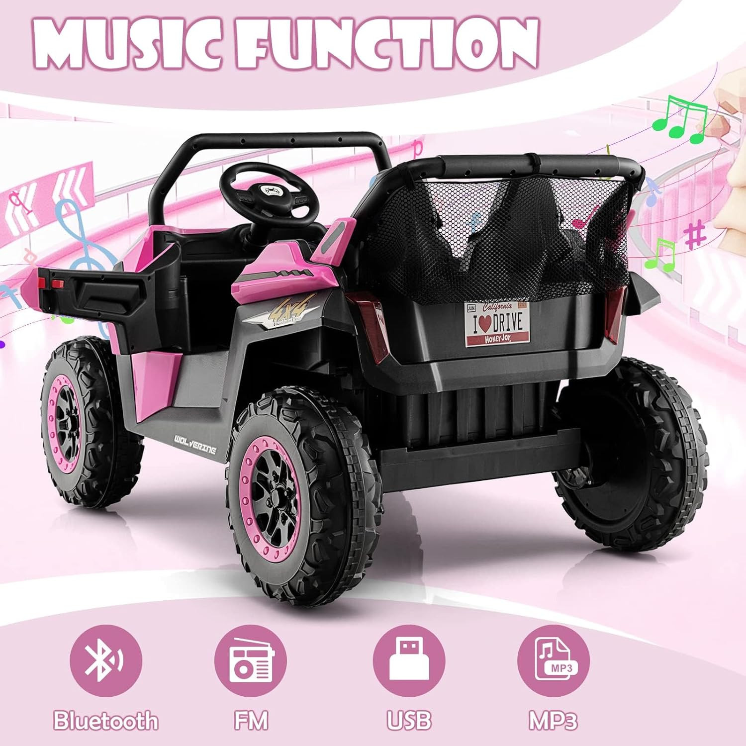 2 Seater Ride on Car for Kids, 12V UTV Kids’ Electric Vehicles with Remote Contr