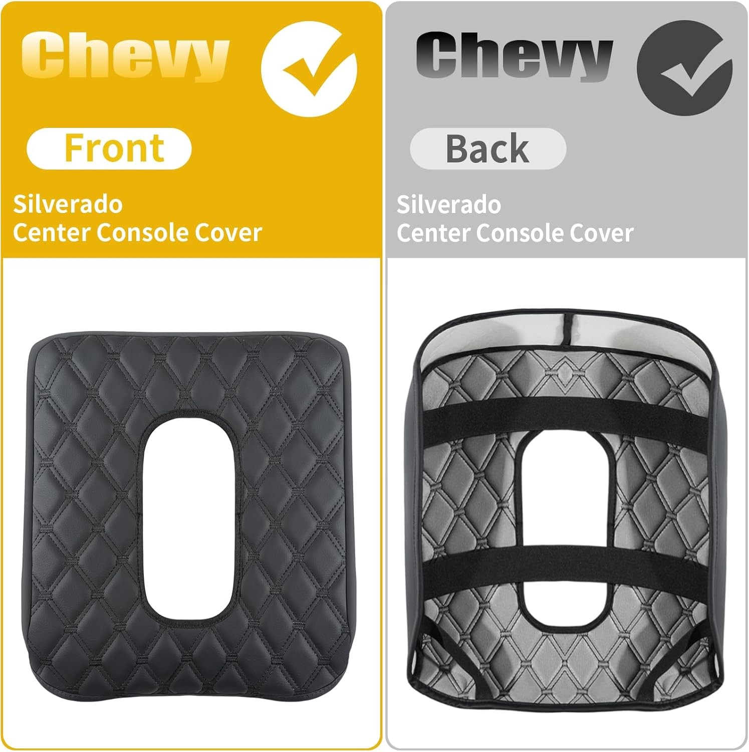 Custom Center Console Armrest Cover for 2019-24 Chevy Silverado GMC Sierra Black