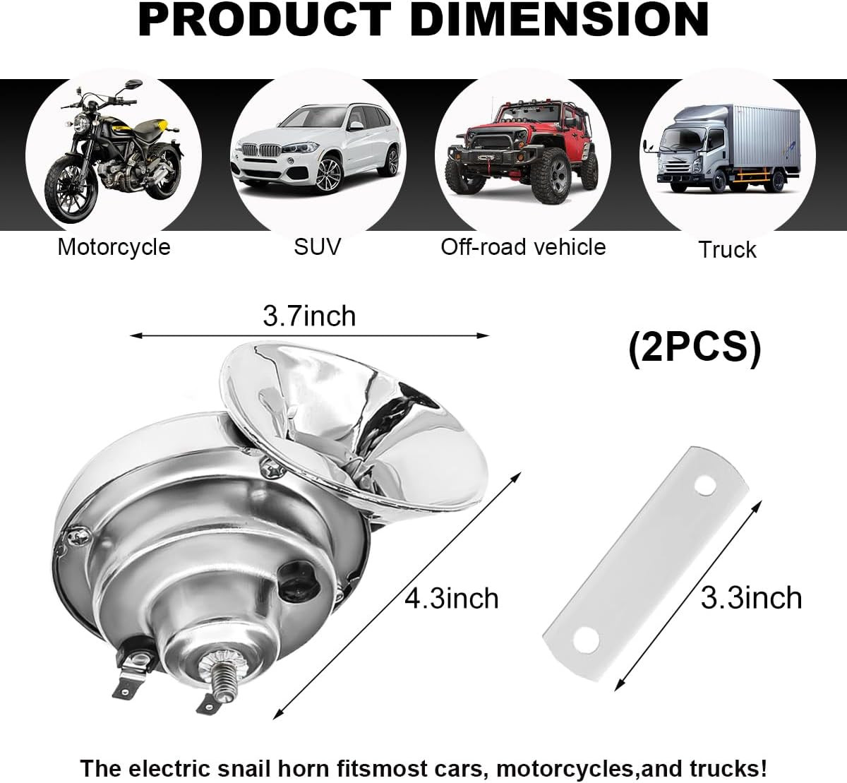Super Loud Car Snail Horns, 12V 300DB Durable Car Horn Kit, High Low Tone