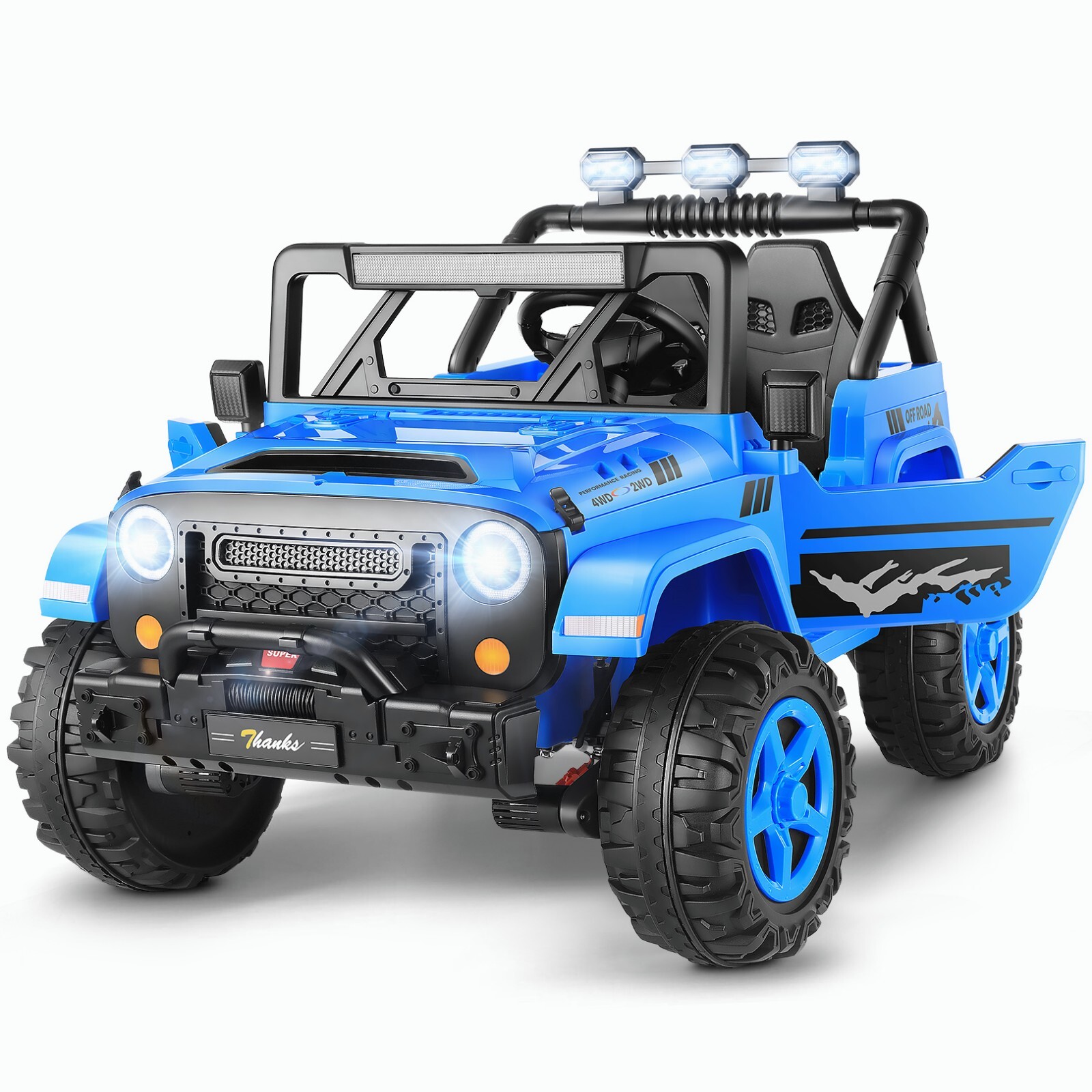 24V 4WD Ride on Cars with Remote Control, 2 Seater Power Wheels w/ 4*200W Motor