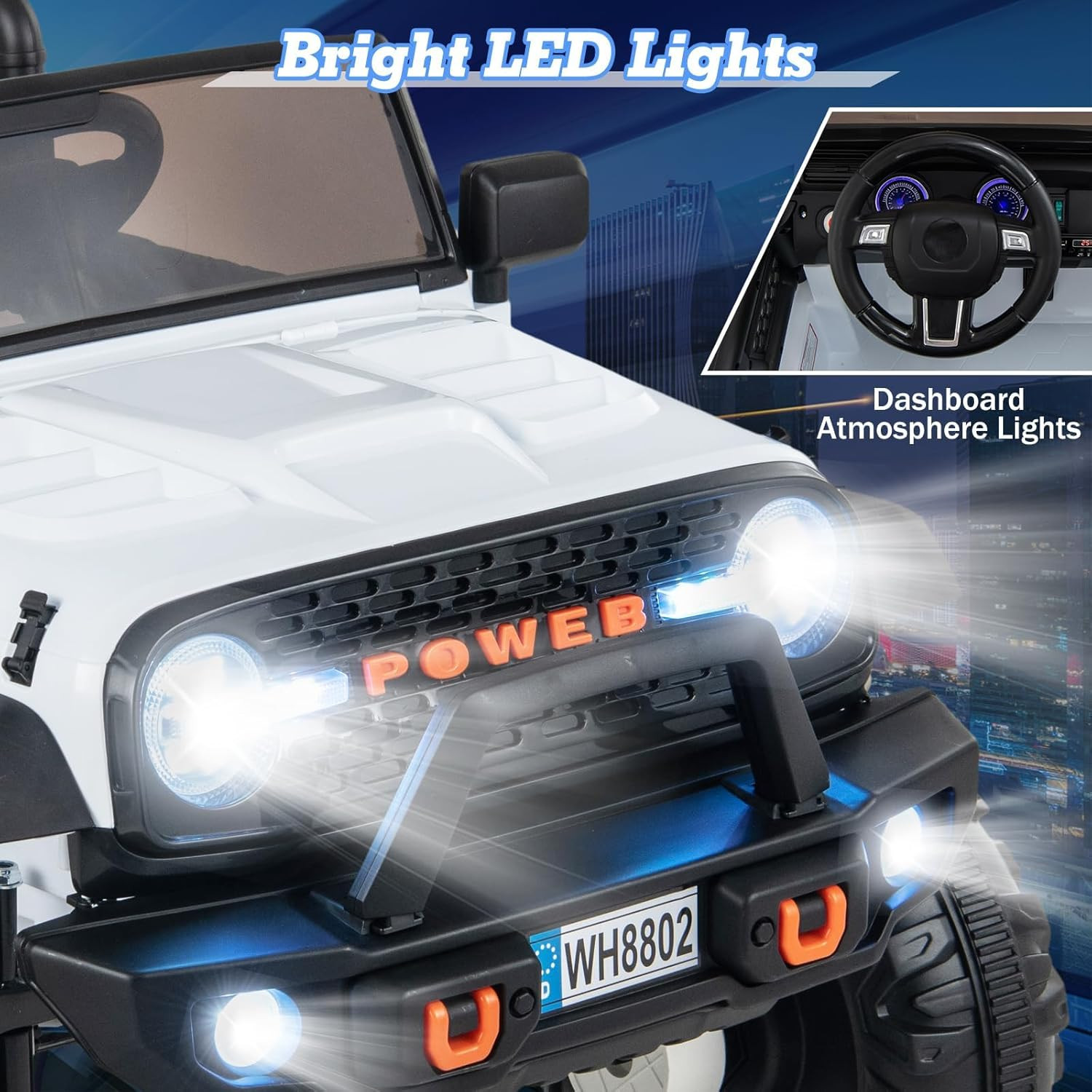 24V Ride on Car, 2WD/4WD Switchable 2 Seater Kids’ Electric Vehicle Jeep Truck w