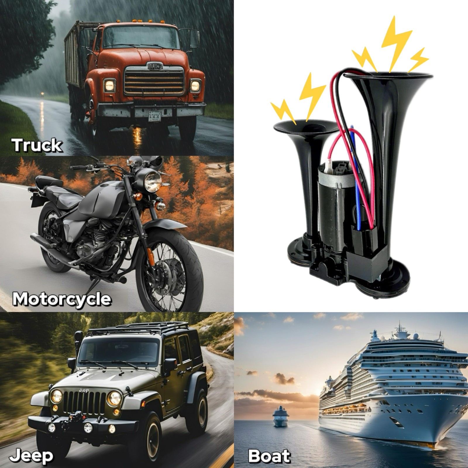 12V 600DB Car Air Horn, Super Loud Air Horn for Truck, Dual Electric Air Horn…