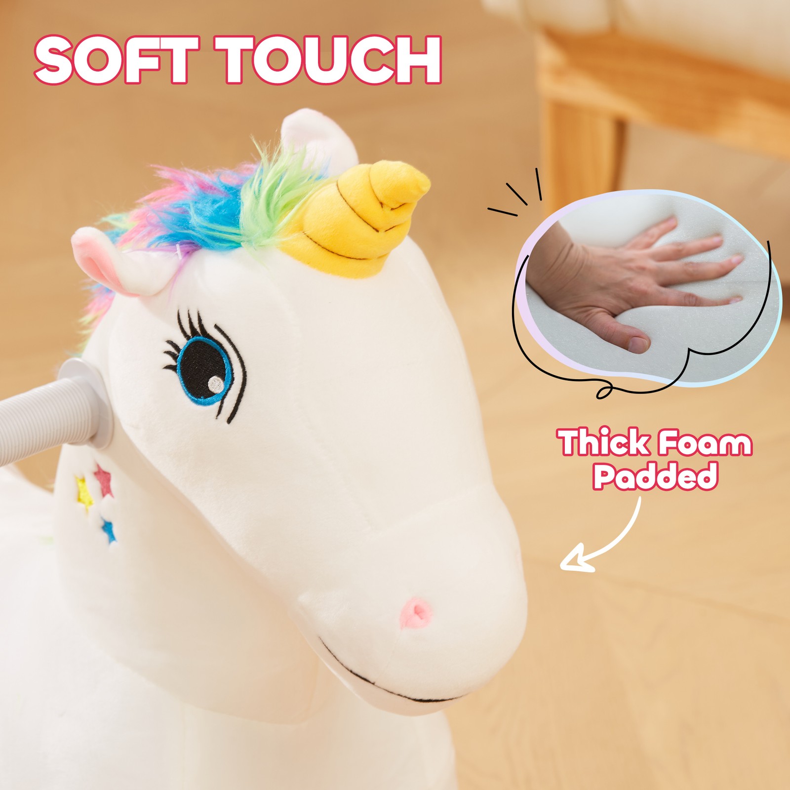 6V Kids Electric Ride on Unicorn w/ Music Forward, White