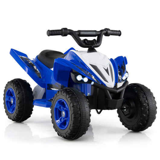 12V Kids Ride On ATV 4-Wheeler Quad with LED Lights and 7 mph Max Speed-Navy – C