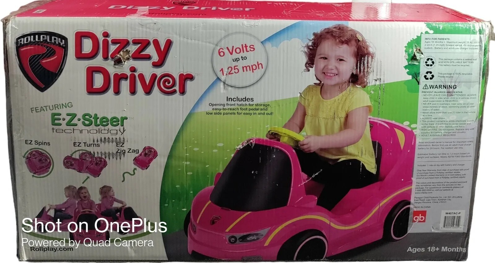 Rollplay Dizzy Driver 6-Volt Battery Operated Ride-On Power Wheel Car Pink Age 1