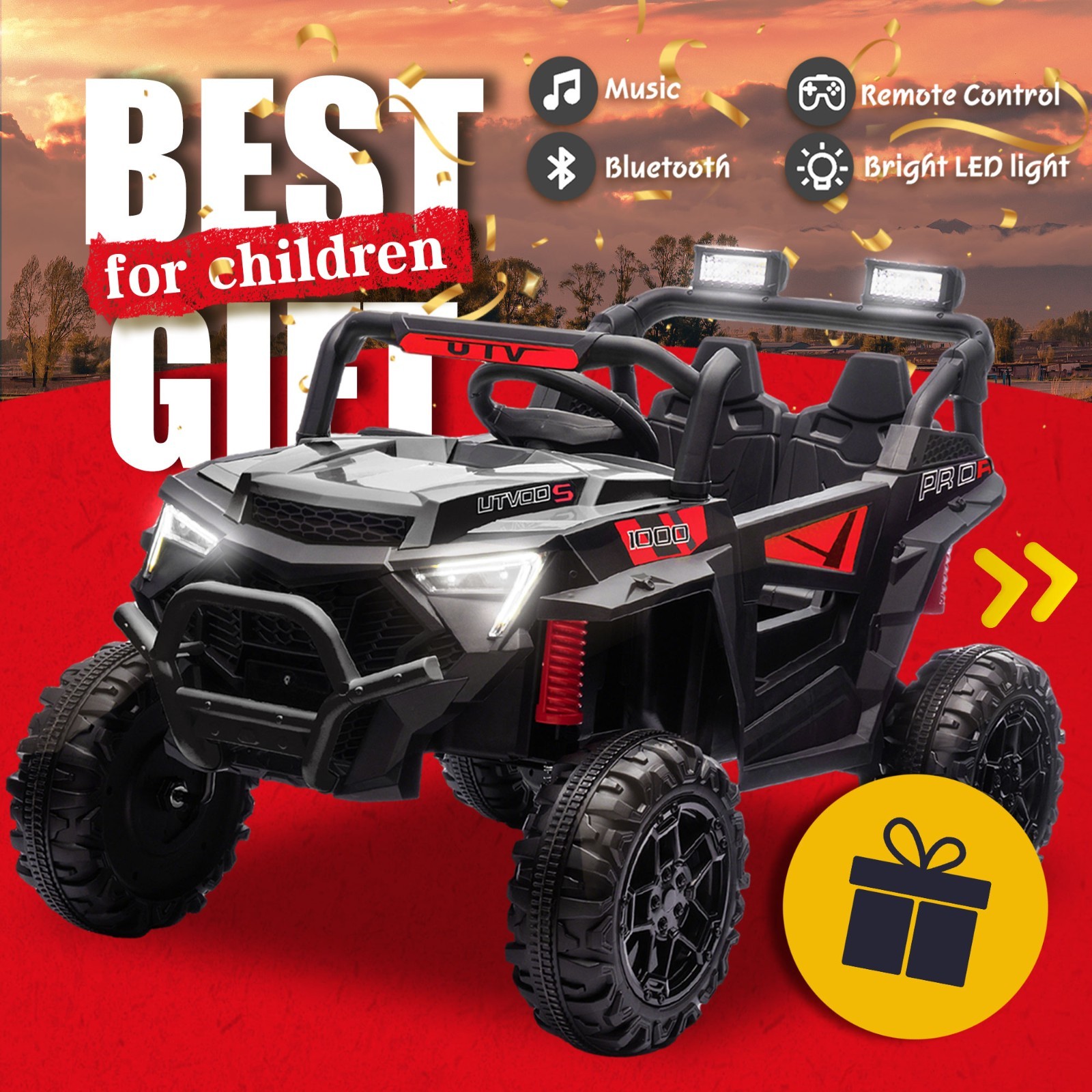 24V Kids Electric Car 400W Ride On Toy UTV with Remote Power Wheels Truck Black