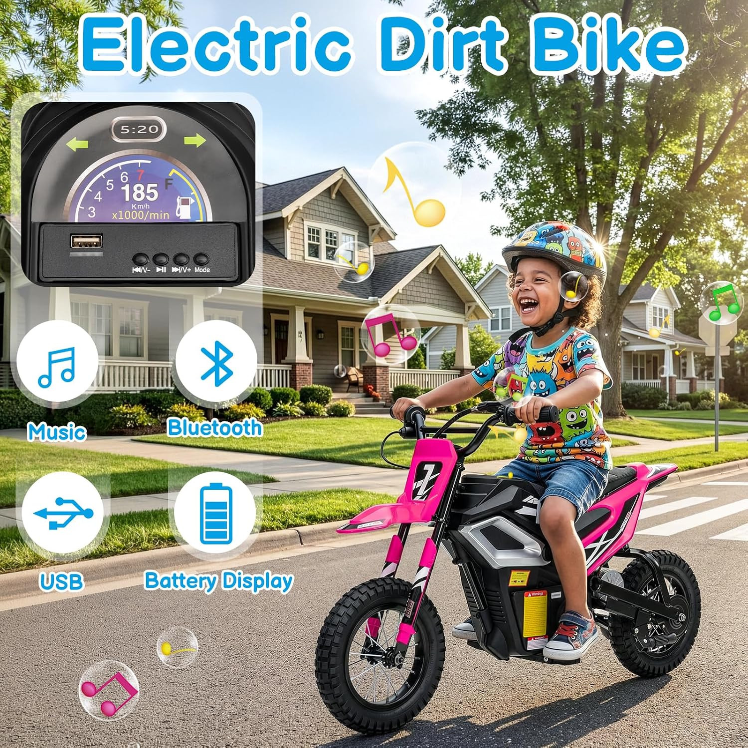 24V Kids Electric Dirt Bike, up to 14 Mph Electric Motorcycle Mini Bike, W/ 2.75