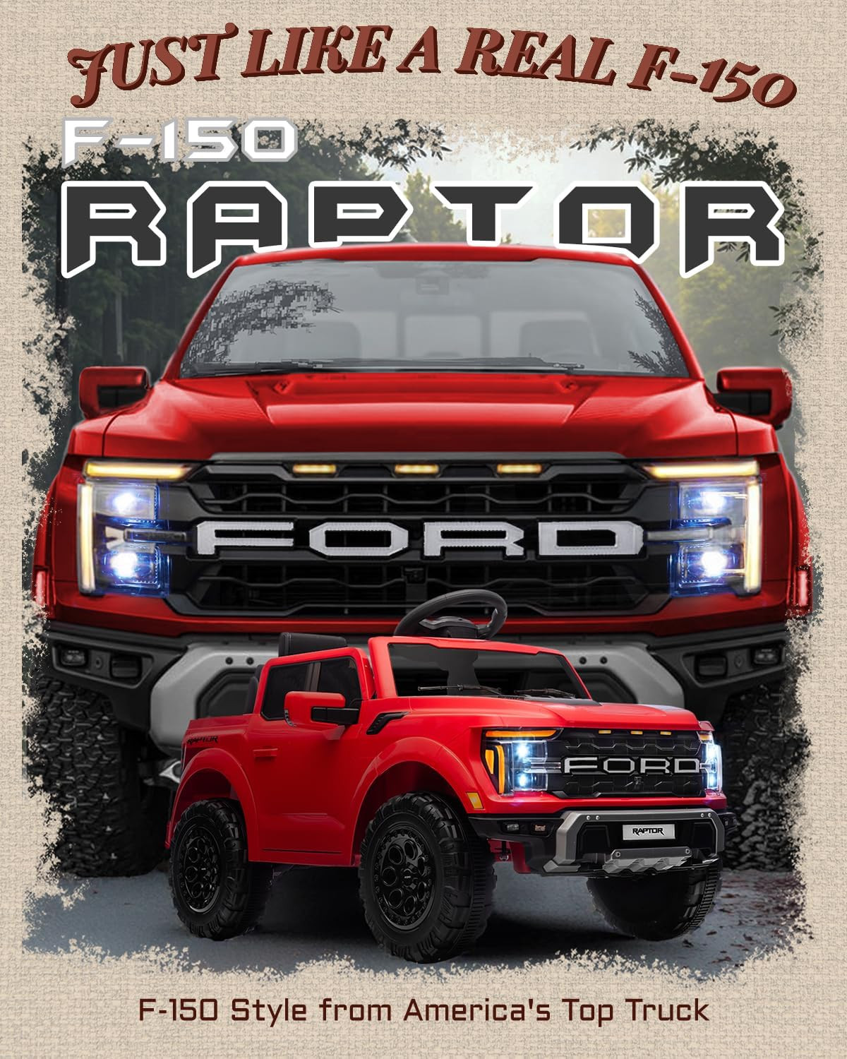 Licensed Ford F-150 Raptor 12 Volt Kids Ride on Car, Ride on Toys for Kids with