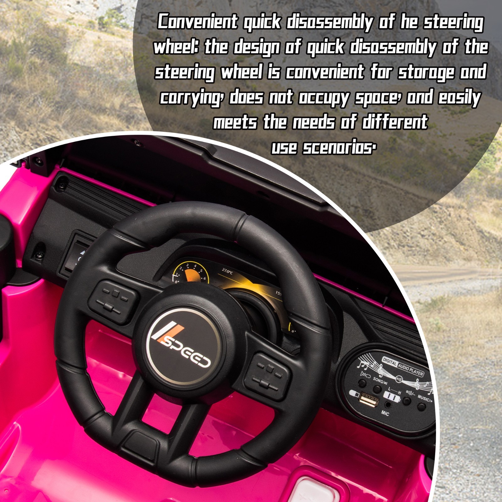 12V Ride On Toys UTV Electric Car for Kids w/Remote, LED,Battery Powered,Pink