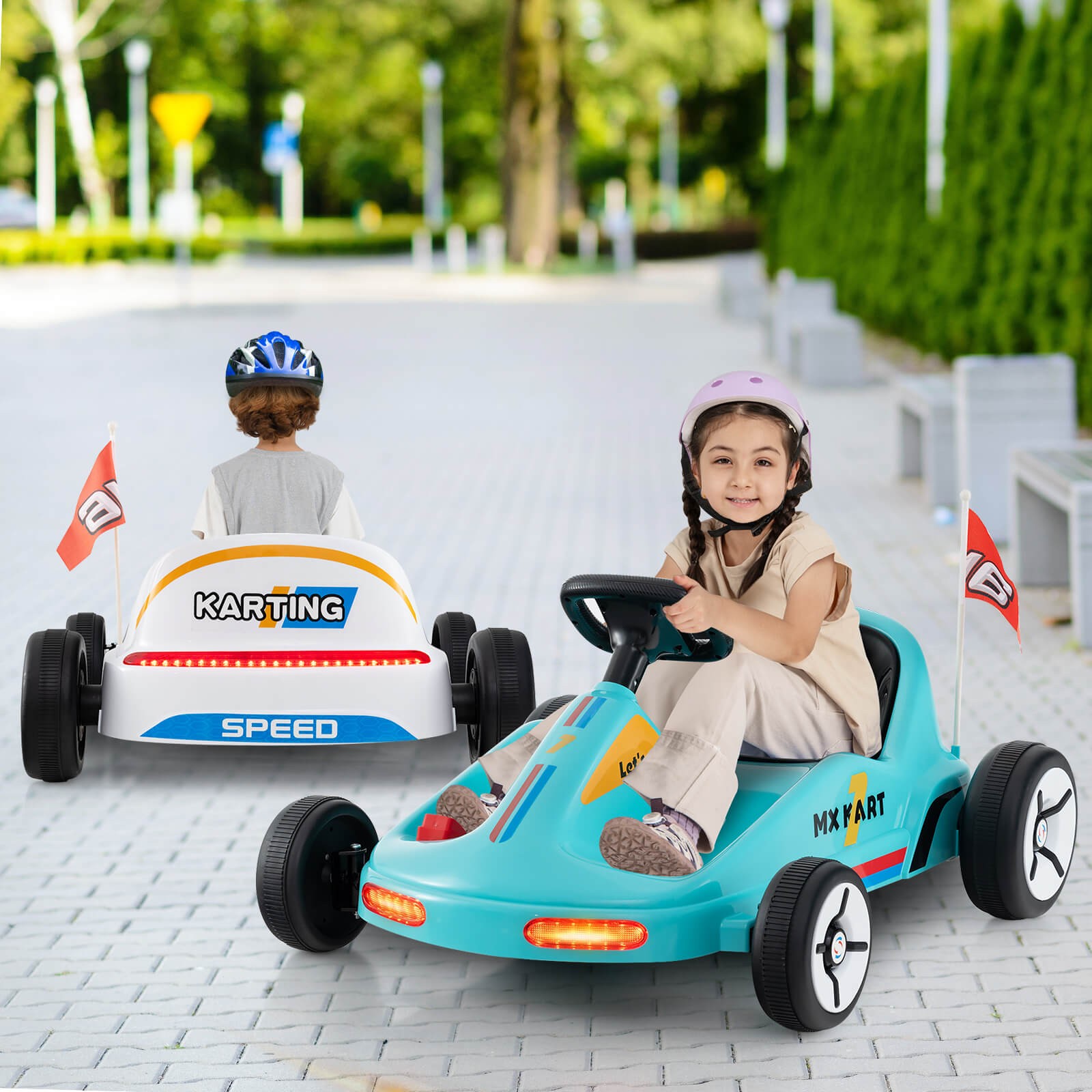12V Kids Electric Go Kart 7AH Battery Powered Ride on Race Toy w/ Remote Control