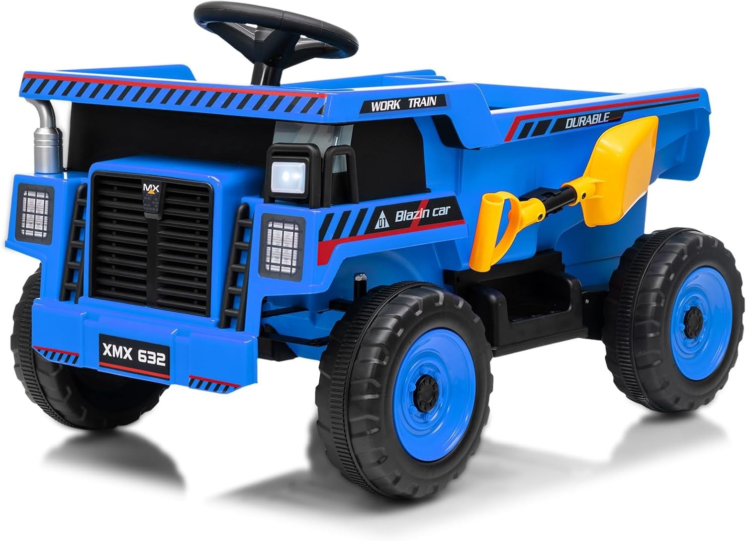 12V Ride On Dump Truck w/ Remote, Auto-Dump Bed, Shovel & Music for Kids 3-8