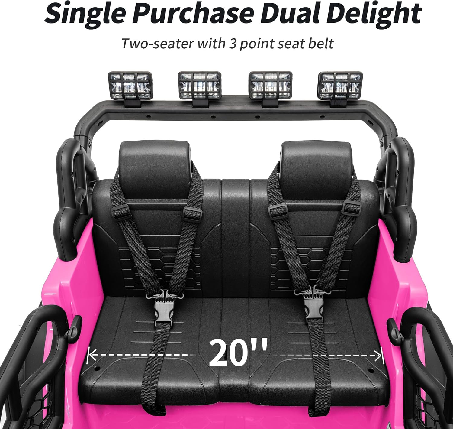 2 Seater Ride on Car Toy, 12V Electric Car for Kids 4-8 with Remote Control, Cap