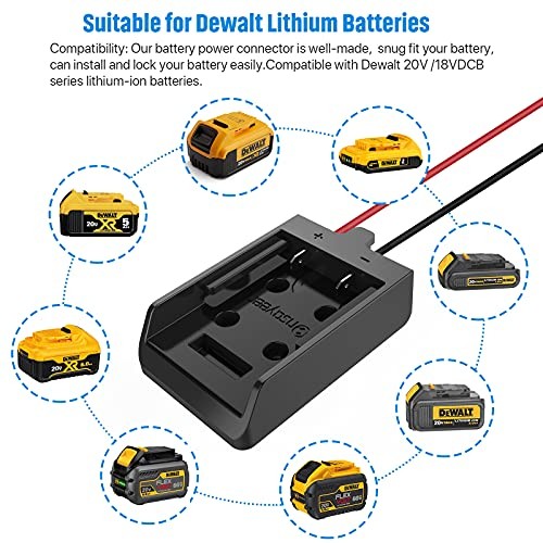 Power Wheel Adapter with Fuse & Switch, Secure Battery Adapter for 20V-1 Pack