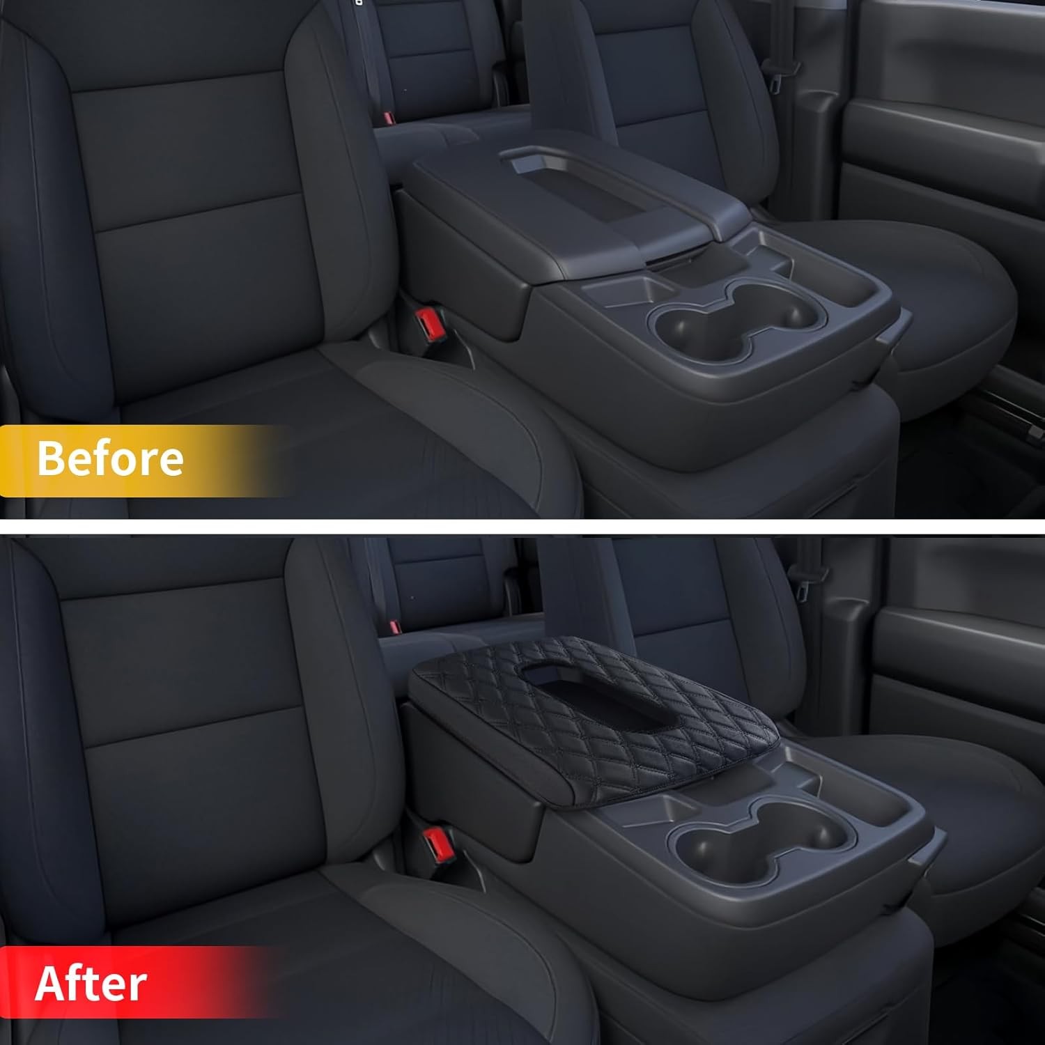 Custom Center Console Armrest Cover for 2019-24 Chevy Silverado GMC Sierra Black