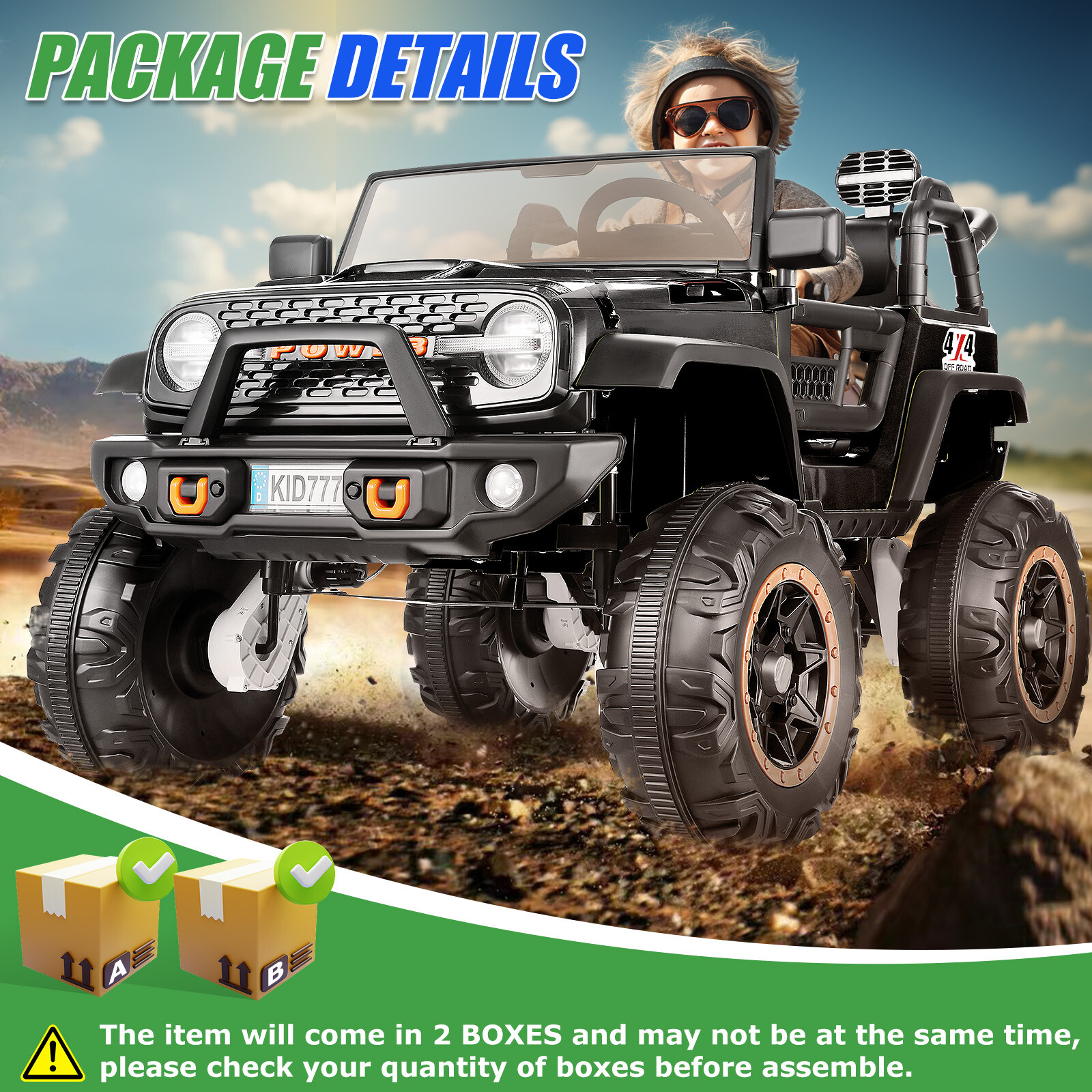 24V 2 Seaters Kids Electric Ride on Car w/Remote &LED Light 4WD/2WD Switchable🎄