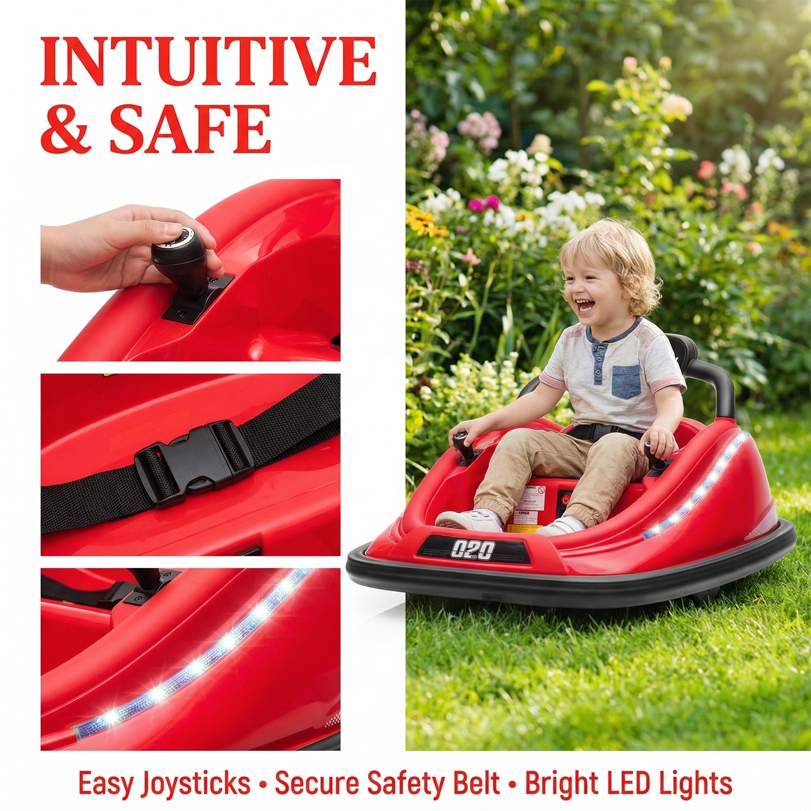 Super Collision 360° Rotating Bumper Car 12V Electric Ride-On Toy Car W/ Remote