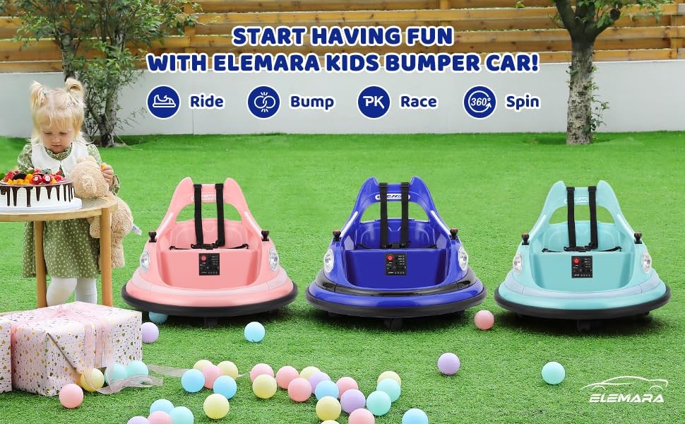 Bumper Car, 1.9MPH Max, 12V Electric Car for Kids W/Parent Remote, Bluetooth …