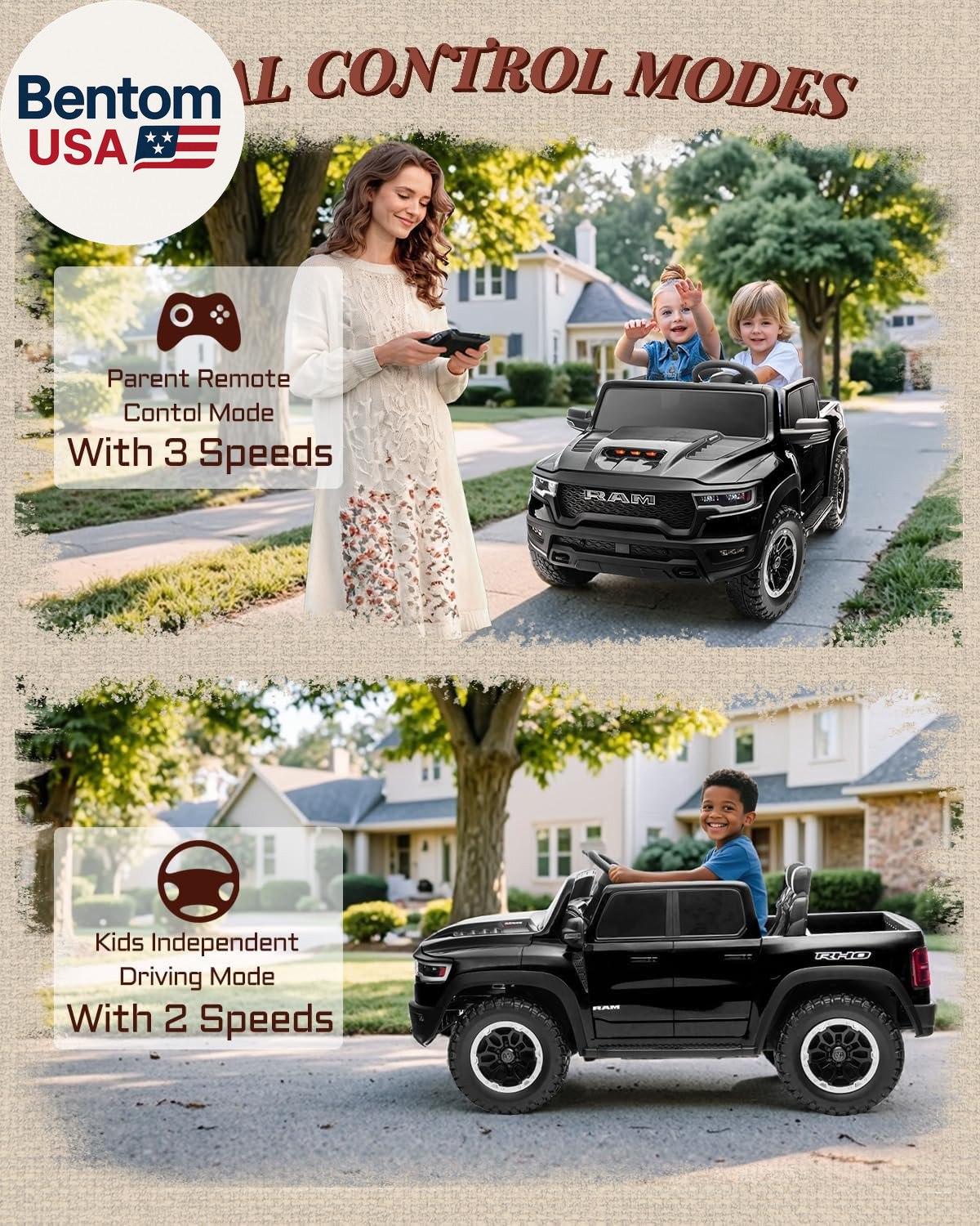 24V Ride on Toys for Big Kids, Licensed RAM 1500 RHO Electric Car for Kids W/Rem
