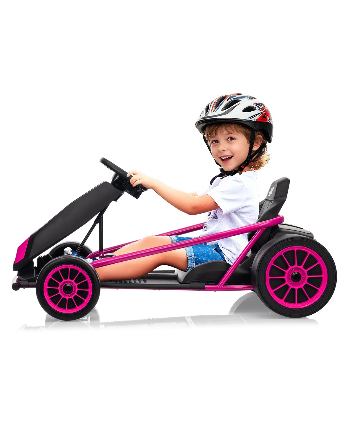 24V Kids Go Kart Dual 300W Motor 9Ah Battery Fast Drift Metal Frame Music