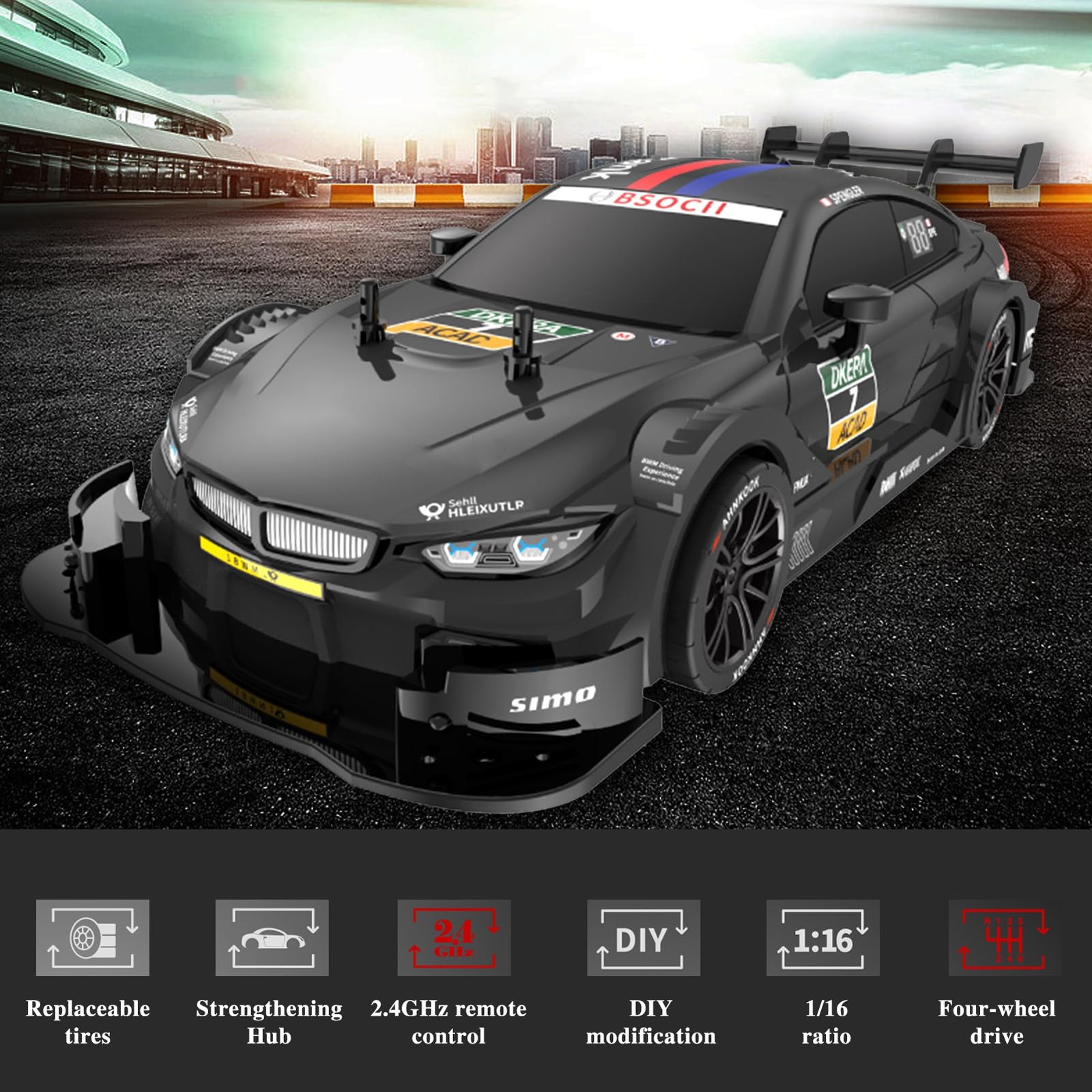Yellow Four Wheel Drive Remote Control Car With Drifting Tires And Long Batte…