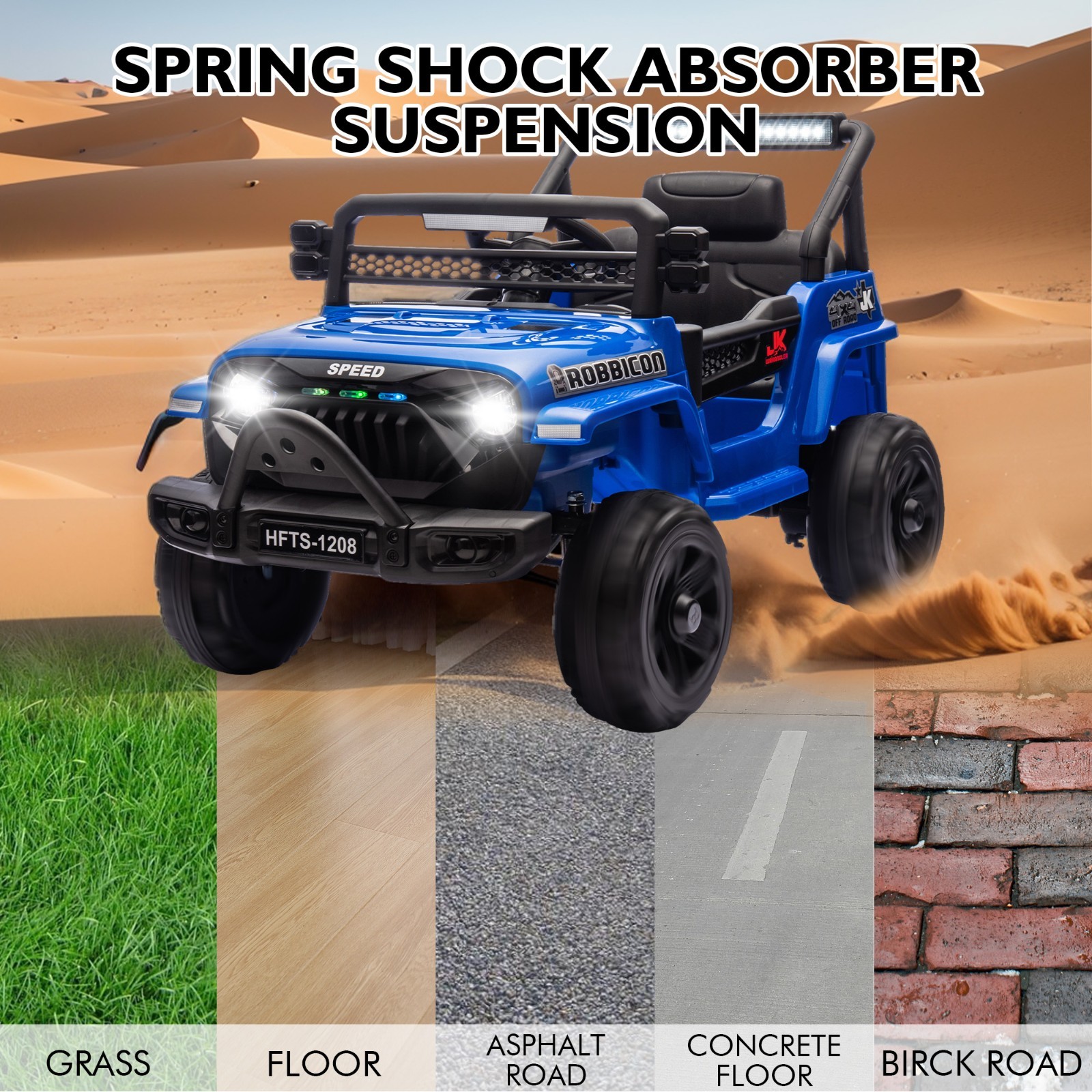 12V Electric Car Ride On Truck for Kids w/ Remote, Powered Wheels Toys, Blue