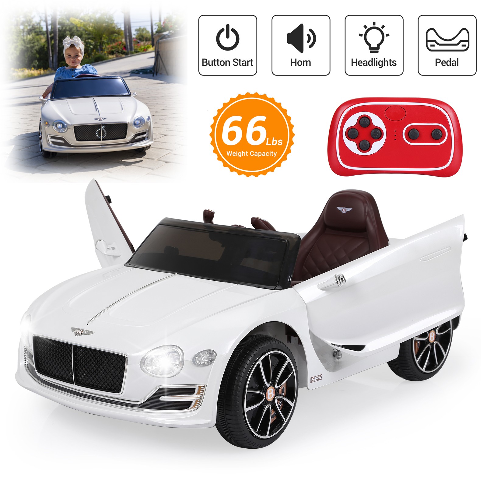 Licensed Bentley EXP12 Style Kids Ride On Toys 12V Electric Kid Car LED Lights