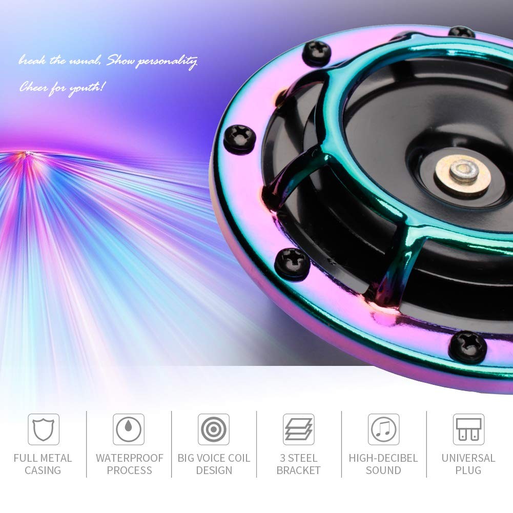 12V Loud Car Horns High Tone/Low Tone Train Horn for Truck Car Motorcycle colour