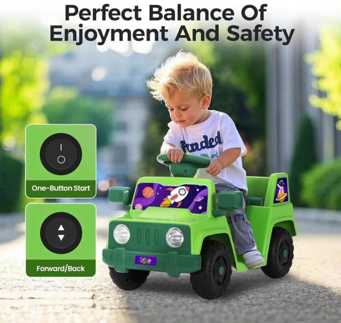6V Interactive Electric Car for Toddlers, Stellar Galaxy Theme Wiggle Car