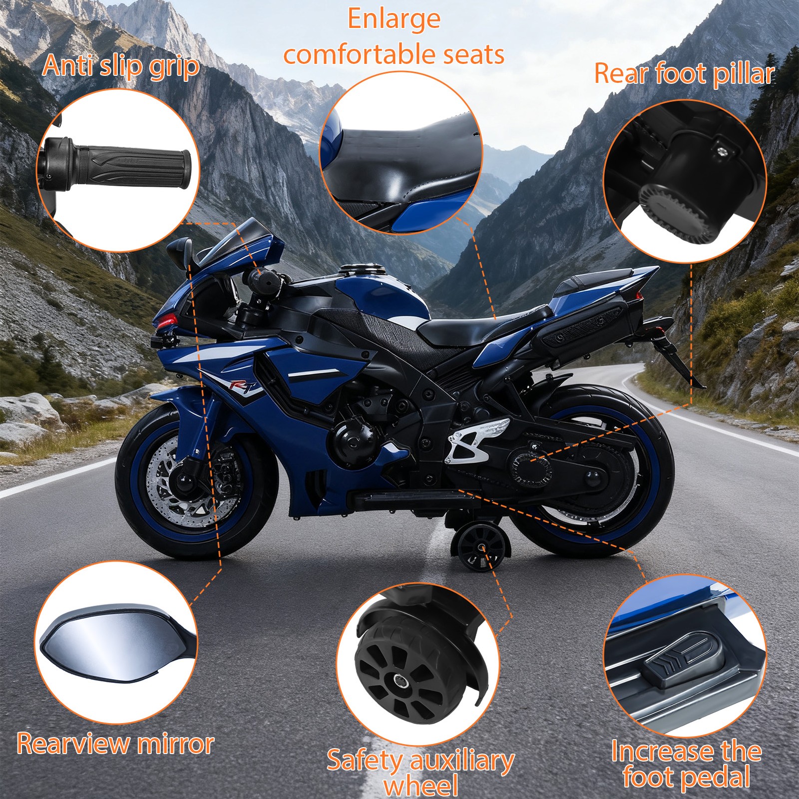 Electric Motorcycle for Kids, Speed Up to 9mph Ride-On Motorcycle for Children