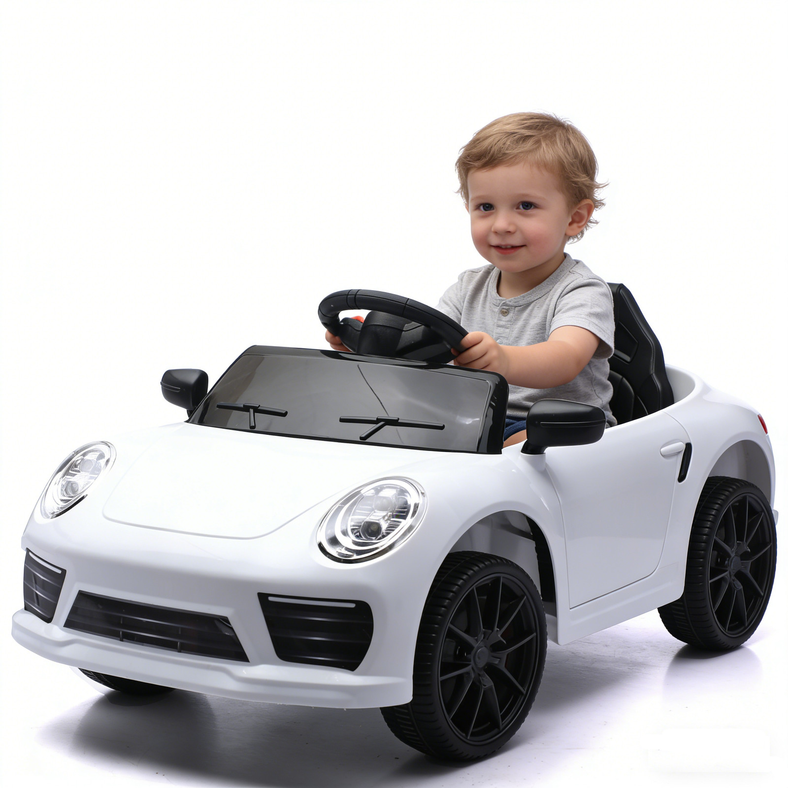 Ride on car Kids Electric Car Riding Toys for Kids W/Remote Control Swing White