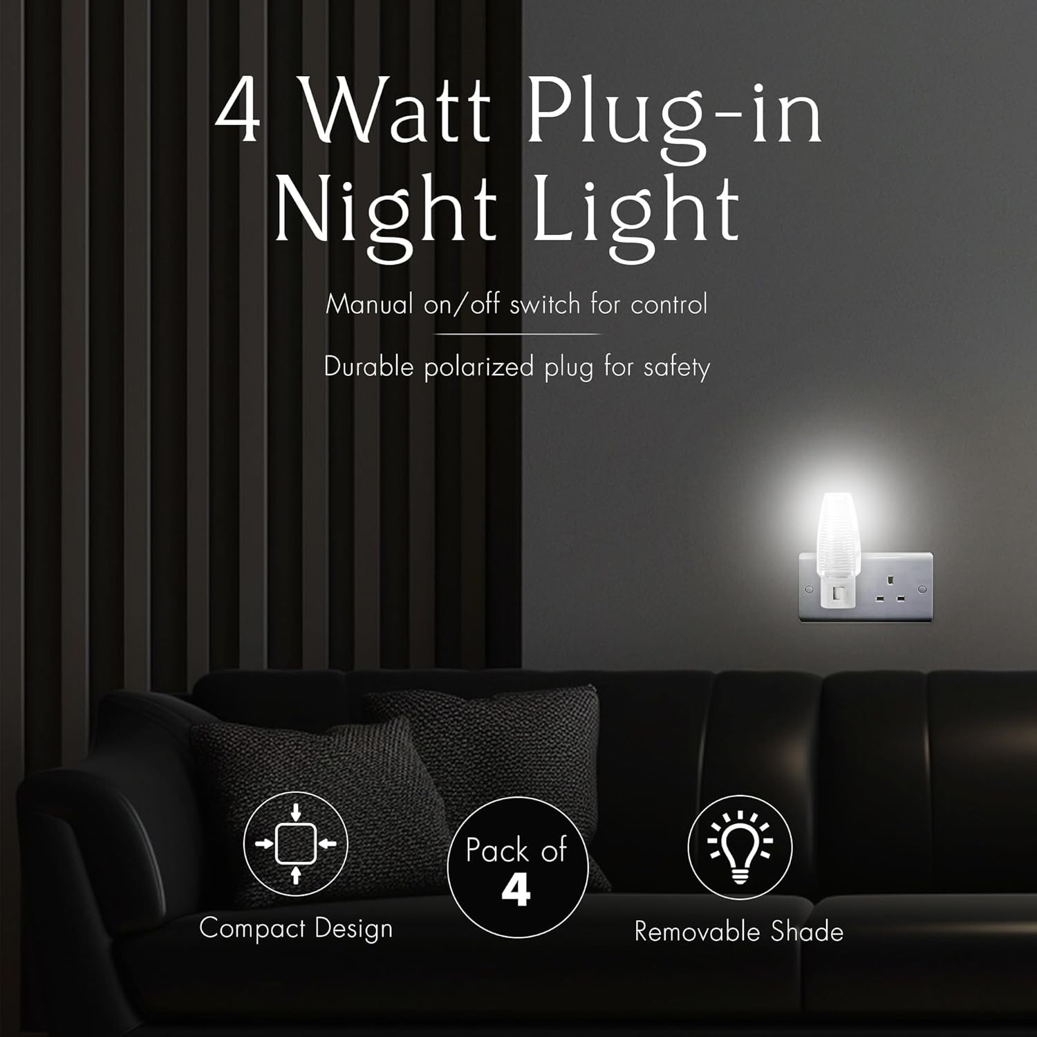 Plug in Night Light with Manual On/Off Switch for Hallway, Kid’S Bedroom, Stairw