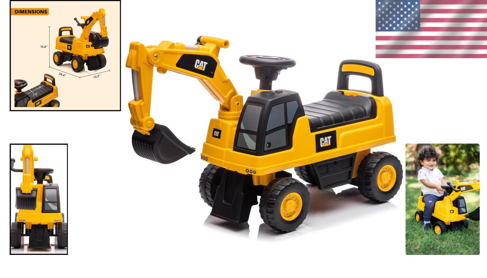 Caterpillar Ride-On Excavator for Kids: Fun, Safe Toy with Storage & Sounds