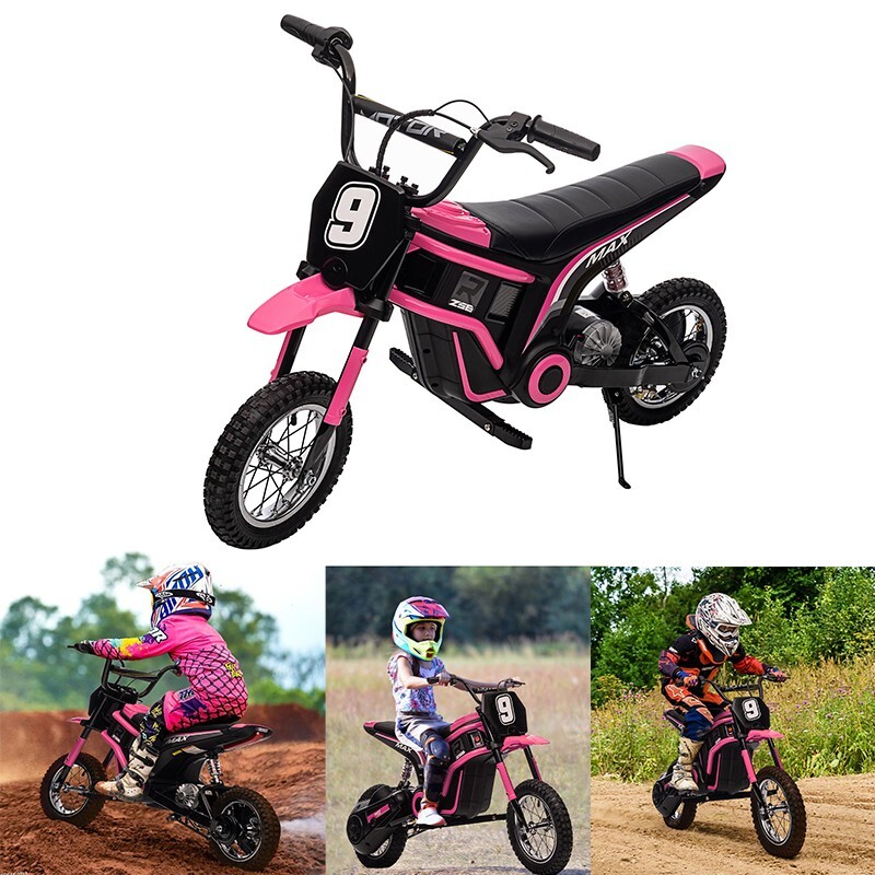 24V Ride on Pink Motorcycle 5-12 Kid Electric Dirt Bike High Speed Off-Road Toys