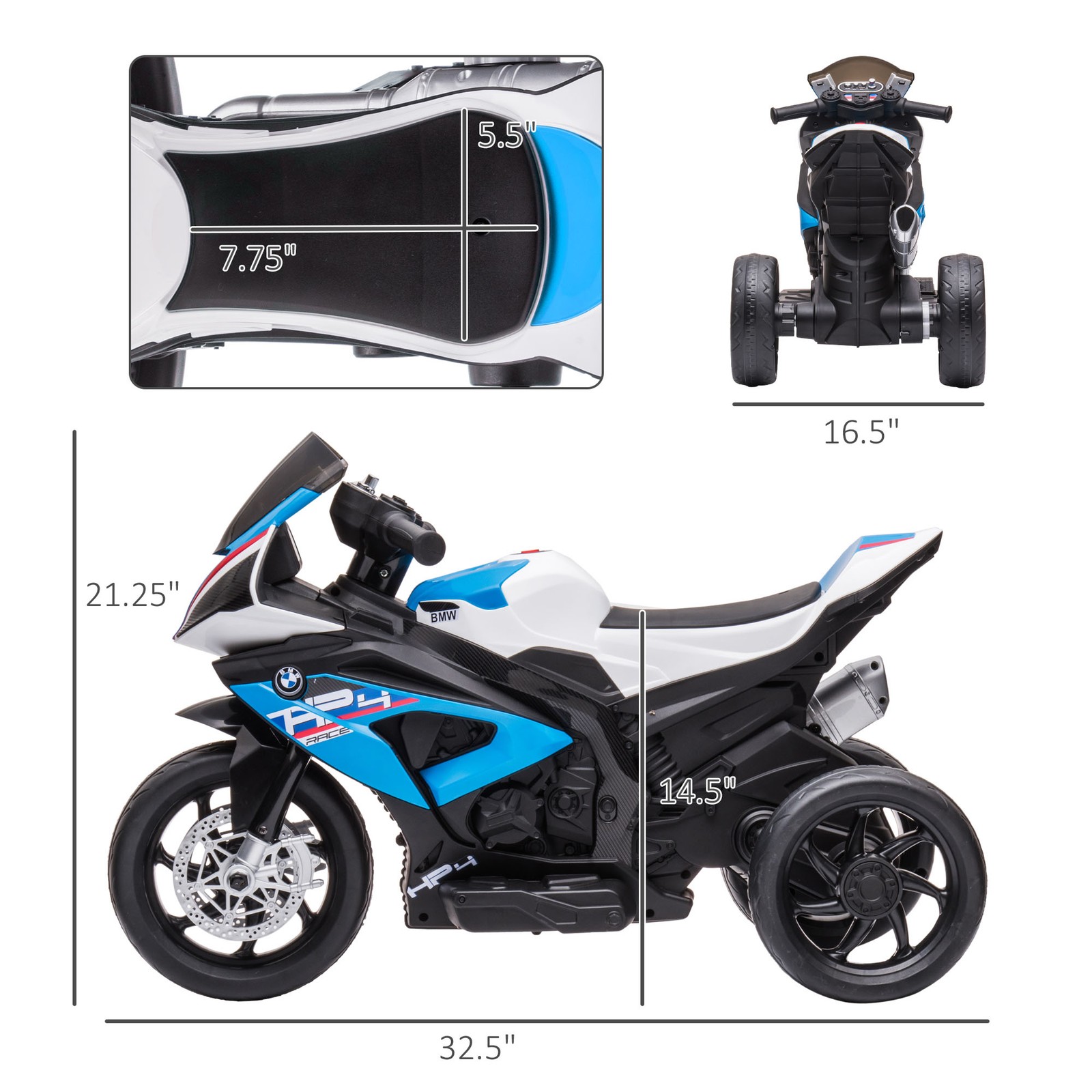 Off-Road Kids Motorcycle Ride-on Toy for Toddlers & Ages 1.5 to 5, Electric Blue