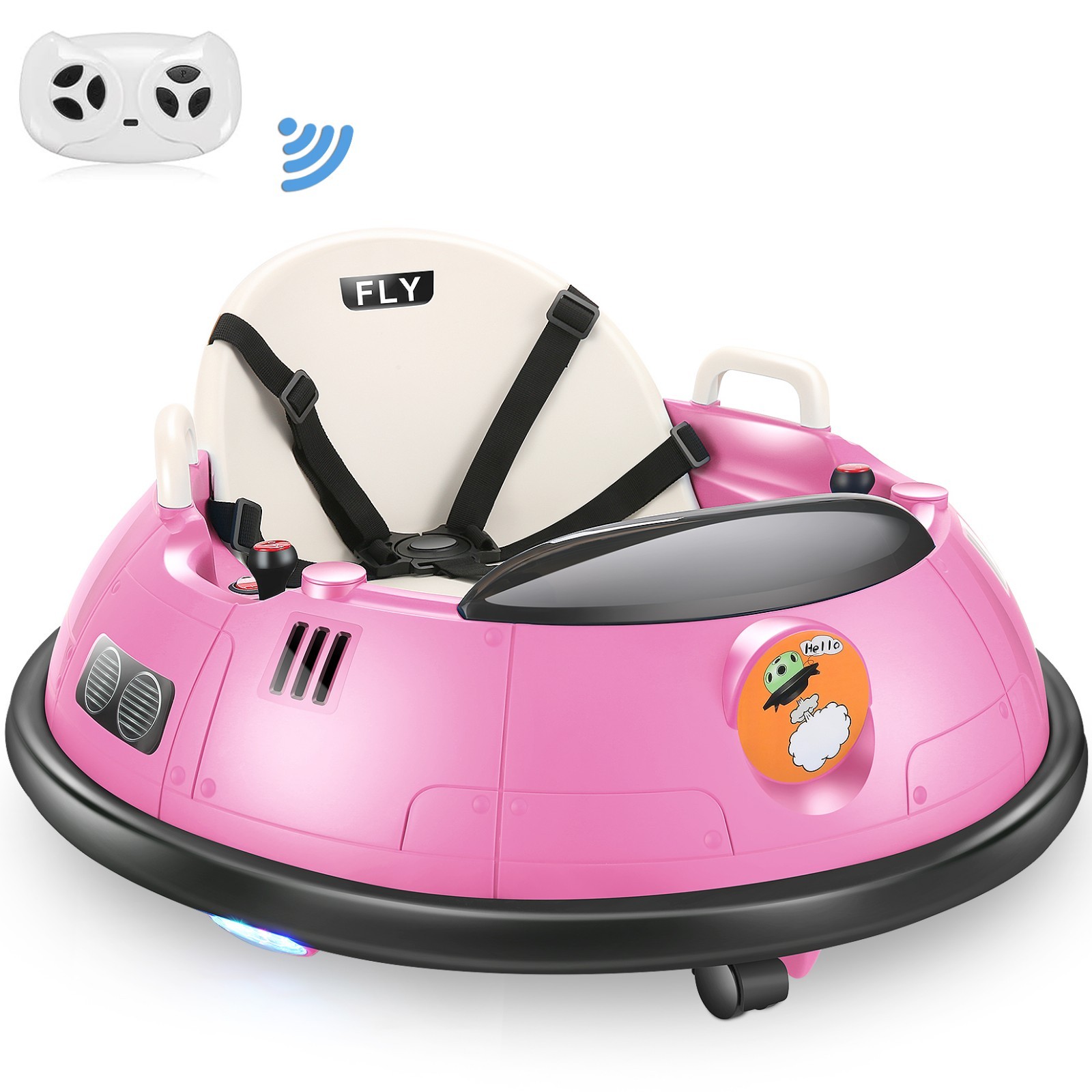 Bumper Car 12V Ride On Electric Bumper Car Flashing LED Light & 360° Rotation US