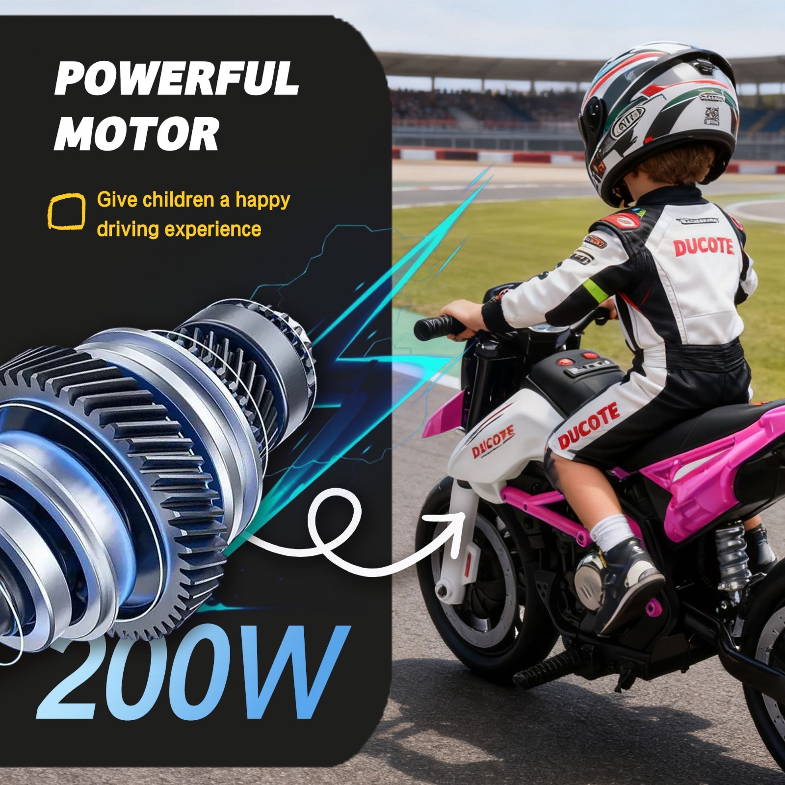24V Kids Electric Motorcycle Ride On Toys Electric Bike for age 6+, Pink