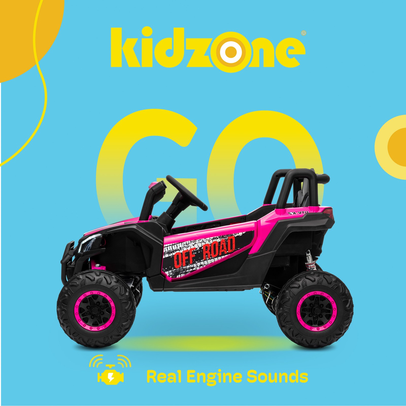 Kidzone 12V Ride On UTV Car for Toddlers 37-96 Months