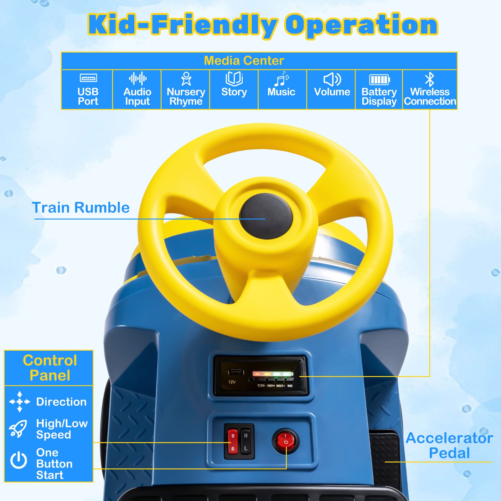 2-Seater Ride on Train,Licensed Chuggington Electric Vehicle w/Adjustable Seat